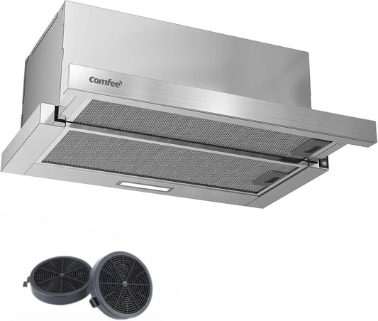 Cappa aspirante, 60 cm, 400 m3/h, cappa da cucina, COMFEE CHL03M21S, da incasso, argento, incasso piatto