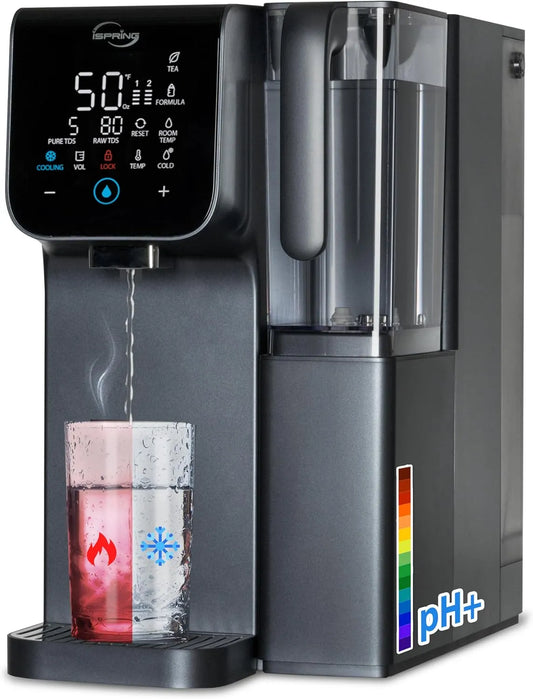 Monitor, iSpring RCD100HCG, 9 Temperature & 6 Volumi di Erogazione, Dispenser RO Alcalino, Plug and Play