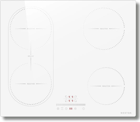 Prodotto 4 fuochi, NOXTON Piastra a induzione bianca, 60 cm, zona flessibile