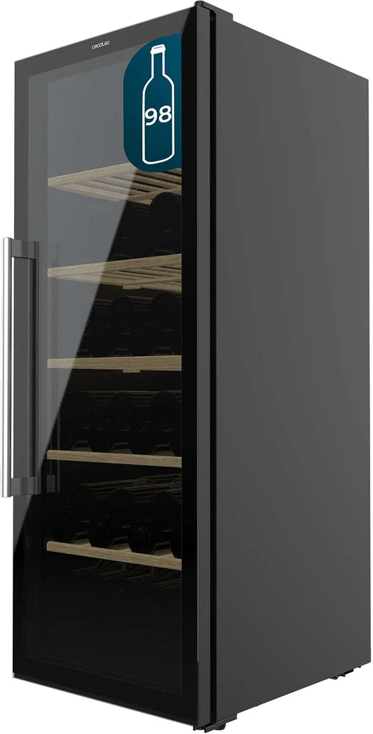 Cecotec Bolero Grand Sommelier Cantinetta vino, 128, 5 cm, 98 bottiglie, 41 dB, touch, nero