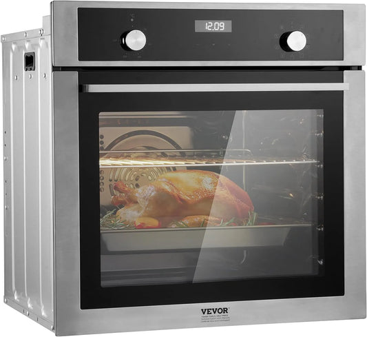 VEVOR Forno elettrico, 3550 W, 9 programmi, da incasso, montaggio a parete, 200°C, Forno Elettrico da 3550W Griglia Teglia da Forno, Cucina