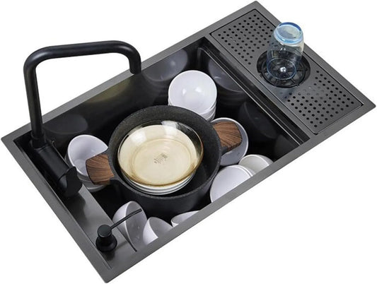 Lavatrice, acciaio inox, Cucina compatta in Acciaio Inox ristoranti RV a Scomparsa Singola Ciotola con Rubinetto Coperchio Tazza Lavatrice salvaspazio