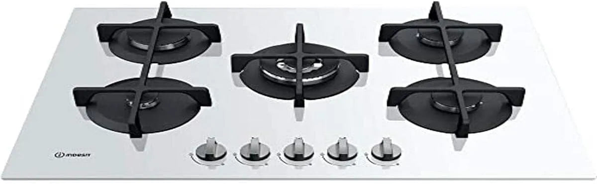 Piano cottura a gas, 73 CM, 5 fuochi, INDESIT 72T/WH ING72T/WH, ghisa, fornello a gas, bianco