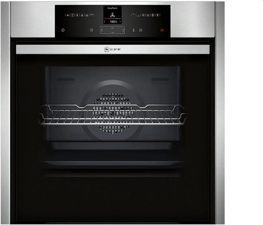 NEFF B45CR22N0 N70 Forno elettrico, 60 cm, 71 L, da incasso, acciaio inox, 12 modalità di funzionamento, Slide & Hide, EasyClean