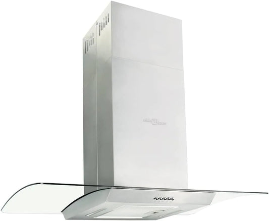 Dell Cappa aspirante, 90 cm, 756 m3/h, cappa da cucina, 3 livelli, acciaio inox, Cappa aspirante a isola, per isola di cottura e ricircolo dell'aria