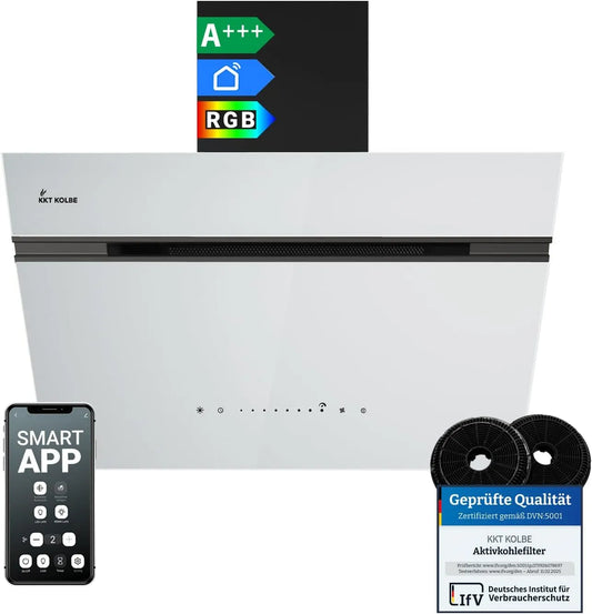 Cappa aspirante AURORA6005SW, 60 cm, cappa da cucina, inclinata, nero, bianco nero