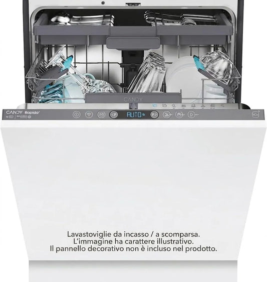 Candy 6C4F0A Lavastoviglie, 55, 5 x 59, 7 x 81, 8 cm, 8 programmi, classe energetica C, app Wi-Fi, da incasso, bianco, Connessione Wi-Fi + BLE, App