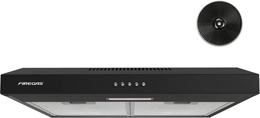 Dell CC130 Cappa aspirante, 60 cm, cappa da cucina, 3 livelli, nero, uscita dell'aria di scarico cucina con filtro ai carboni attivi CC130