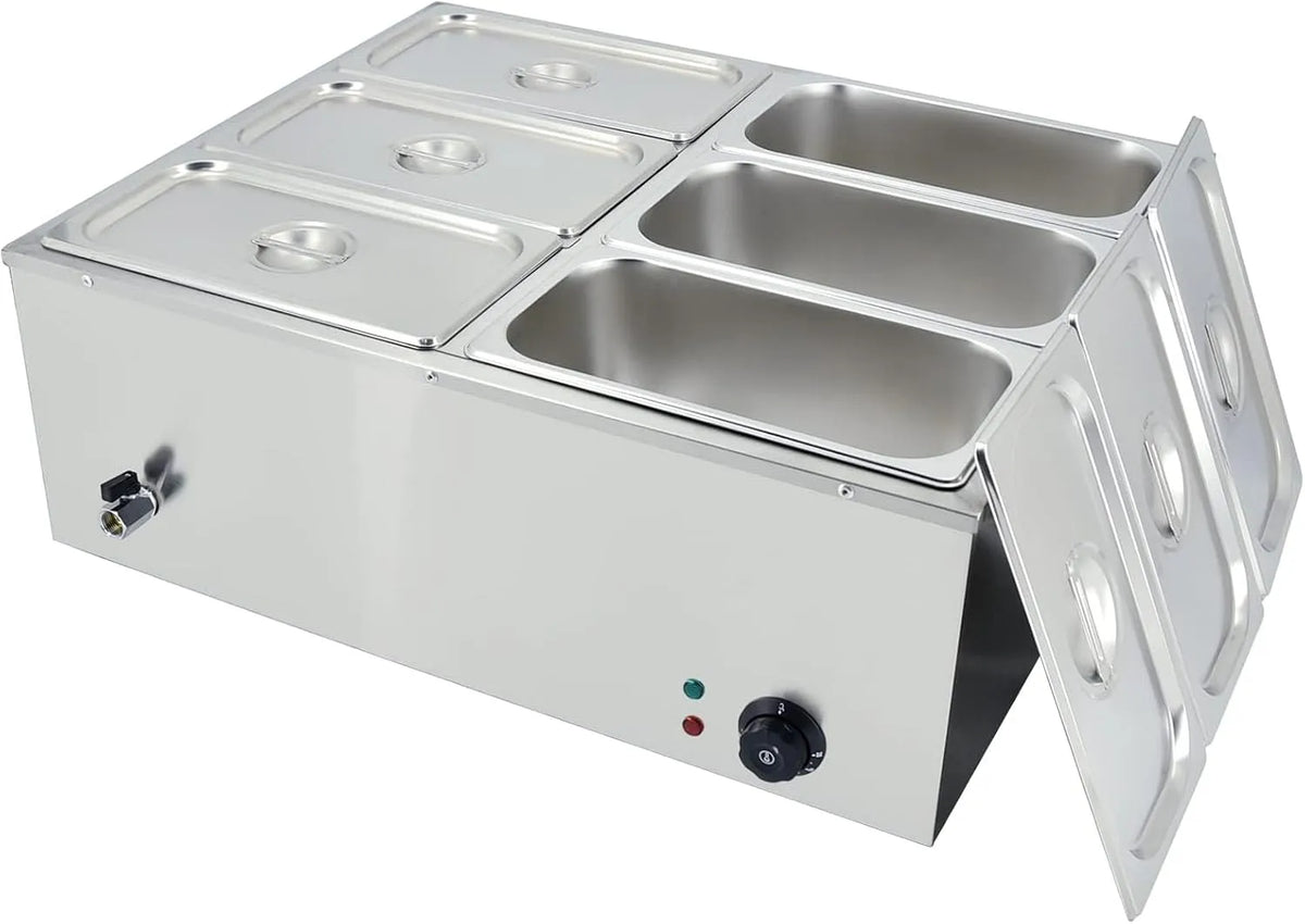 modello 1, 2x6, TAIMIKO Scaldavivande Elettrico Bagnomaria Buffet in Acciaio Inox GN 1