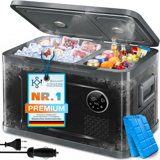 Congelatore, 40 L, 24 V, touch, freezer verticale, nero, LED Touch 12, 24 V 230 V, Frigorifero Raffreddamento fino a -20 °, KESSER® Compressore