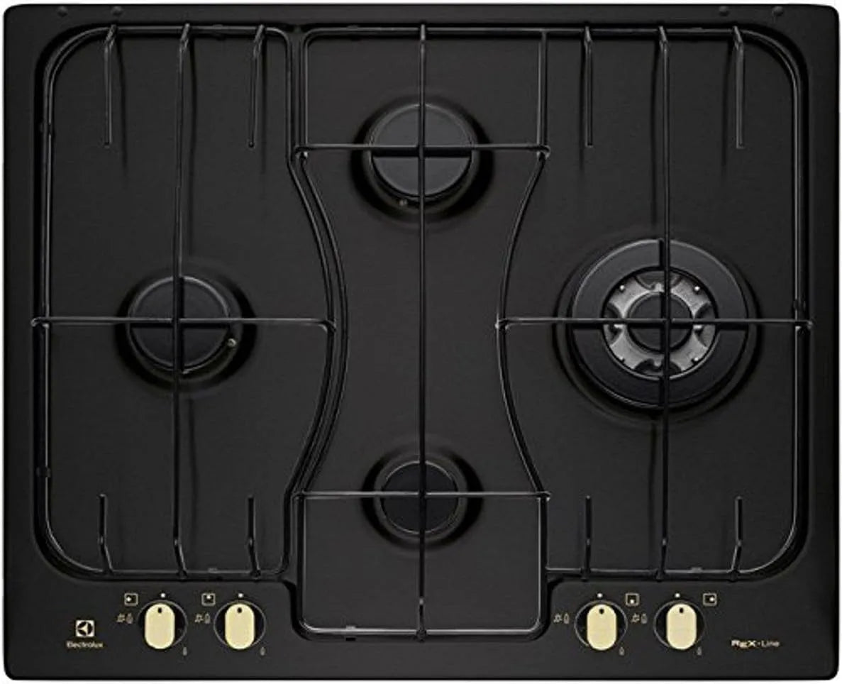 Electrolux Piano cottura a gas, da incasso, fornello a gas, nero, Electrolux RGG 6243 LOR piano cottura Nero Da incasso Gas 4 Fornello