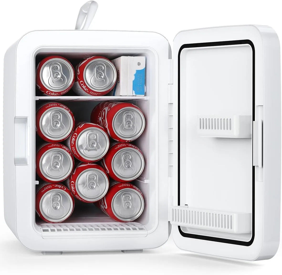 Frigorifero portatile, 10 L, mini frigo portatile, mini frigorifero con adattatori CA, CC, Mini frigorifero compatto, per bevande, cibo, trucco