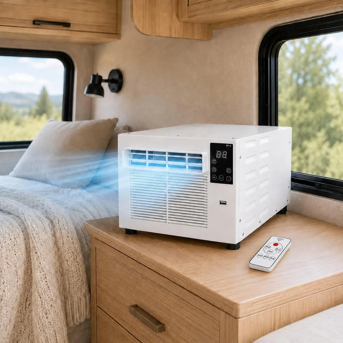 Condizionatore, 750 W, 16 a 32 °C, 35 dB, portatile, timer, 3 modalità, Temperatura 16-32°C, 24-35dB, Ufficio e Studio Fino a 4m2, per Camera da Letto