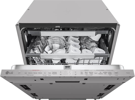 LG Serie 5 DB597TXSW Lavastoviglie, 43 dB, classe energetica A, da incasso, vapore, 14 Coperti, Bassa Rumorosità 43dB, Rastrelliere Regolabili
