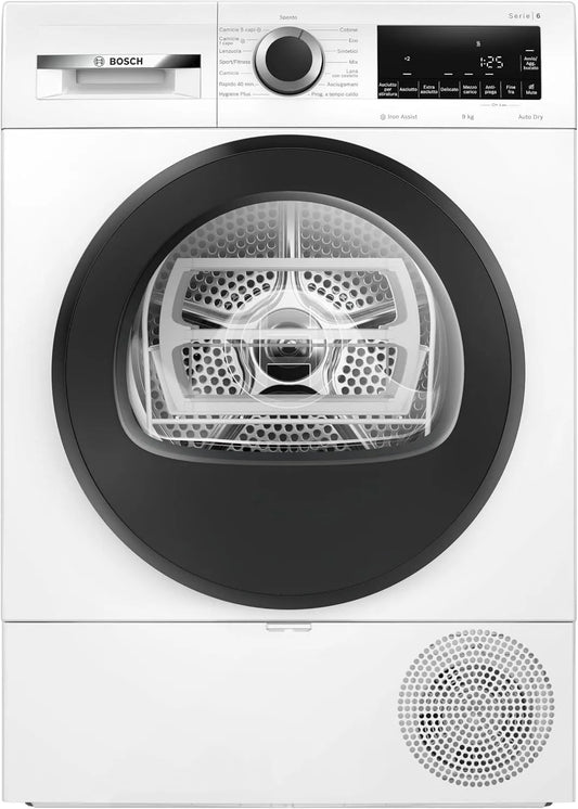 Bosch Serie 6 WQG243C0II Asciugatrice, 9 kg, classe energetica C, bianco, Bosch WQG243C0II Serie 6 Asciugatrice a pompa di calore 9kg Bianco Classe C