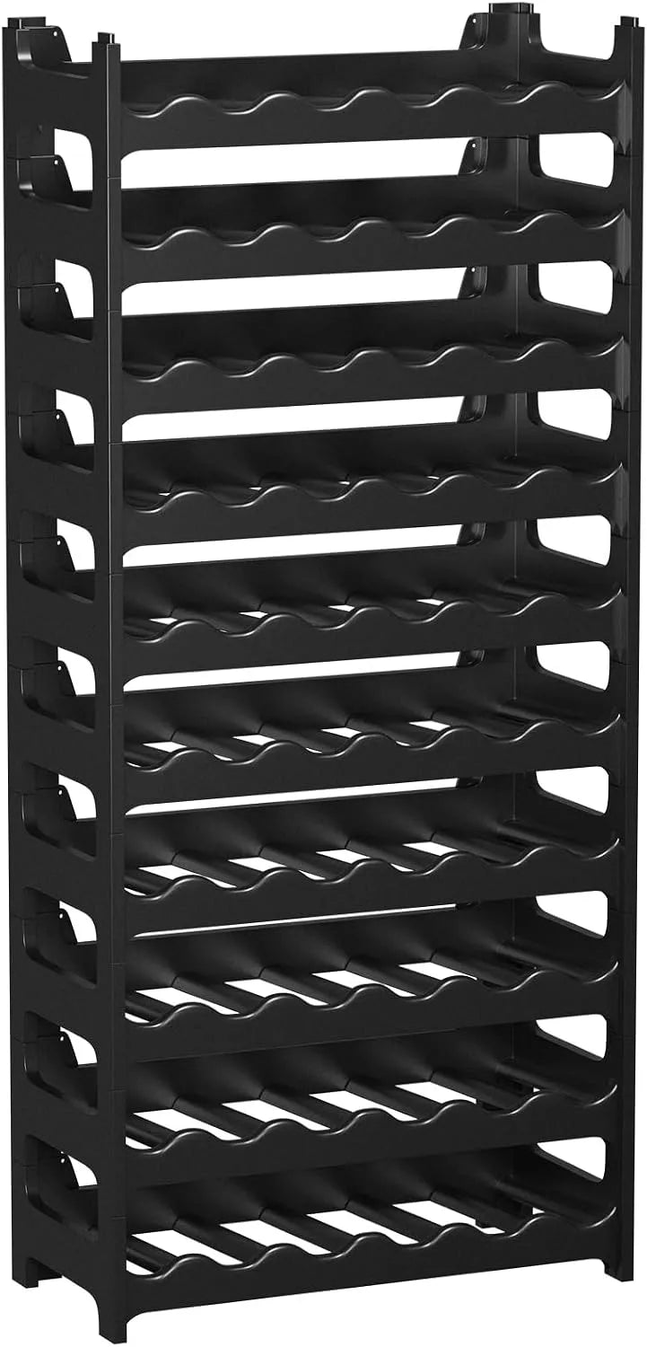 Cantinetta vino, 60 bottiglie, nero, ARTECSIS Cantinetta Portabottiglie in Plastica Modulare 60 Bottiglie Nero