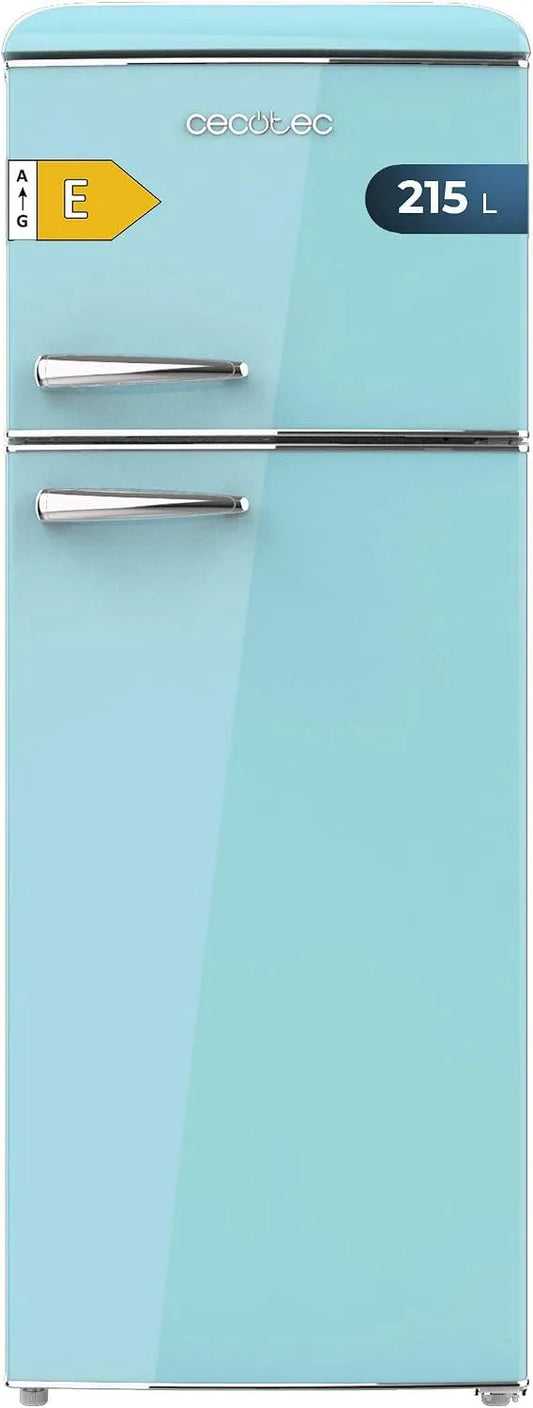 Cecotec Bolero Coolmarket 2D Frigorifero, 148, 2 cm, 2 zone di temperatura, blu, LED, Cecotec Frigorifero Vintage Combinato Bolero Coolmarket 2D