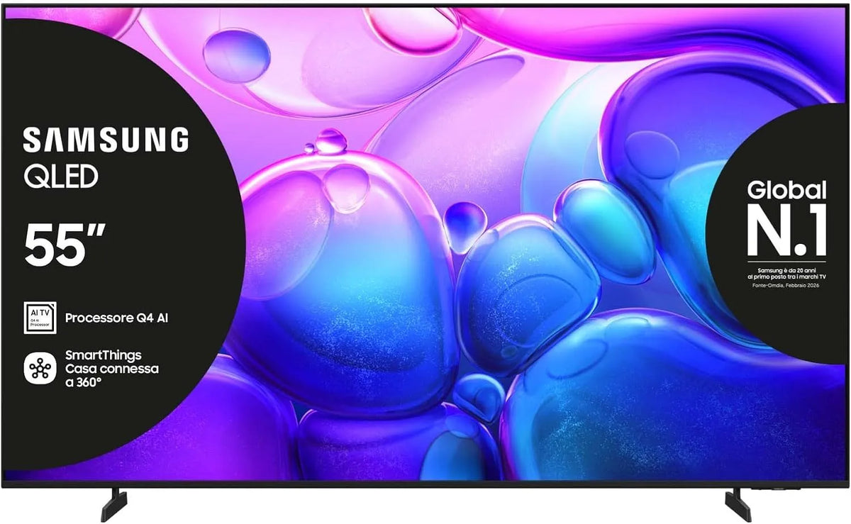 Samsung QE55Q6FAAUXZT Smart TV, televisore, 4K UHD, QLED, OTS Lite & Adaptive Sound, 4K AI Upscaling, Q4 Lite Processor, 2025, Art Store, Metal Stream