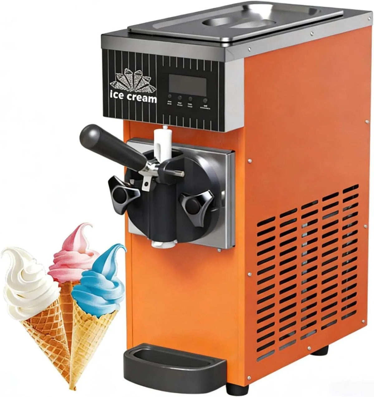 Congelatore, 1 L, professionale, freezer verticale, Display LED E Resa Da 4-5 Kg/H, Macchina per Gelato Soft, Funzione Di Autopulente, Orange