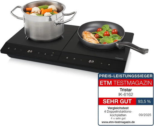 modello IK-6162, ⌀19 e ⌀16 cm, 3500 W, 10 livelli di potenza, timer integrato, con protezione da surriscaldamento, Tristar Fornello a induzione