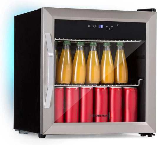 Klarstein Frigorifero portatile, 50 L, 0 a 13 °C, vetro, mini frigo portatile, IoT, App, Bar 0-13°C, 50L, KLARSTEIN Smart Mini Frigo per Birra