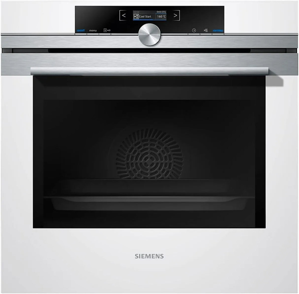 Siemens iQ700 HB634GBW1 Forno elettrico, da incasso, vapore, bianco, aria calda 4D, senza preriscaldamento, porta del forno con SoftMove per apertura