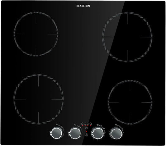 Klarstein Piano cottura elettrico, 4 fuochi, 6000 W, touch, timer, piastra elettrica, 4 Piastre 6000W Integrato