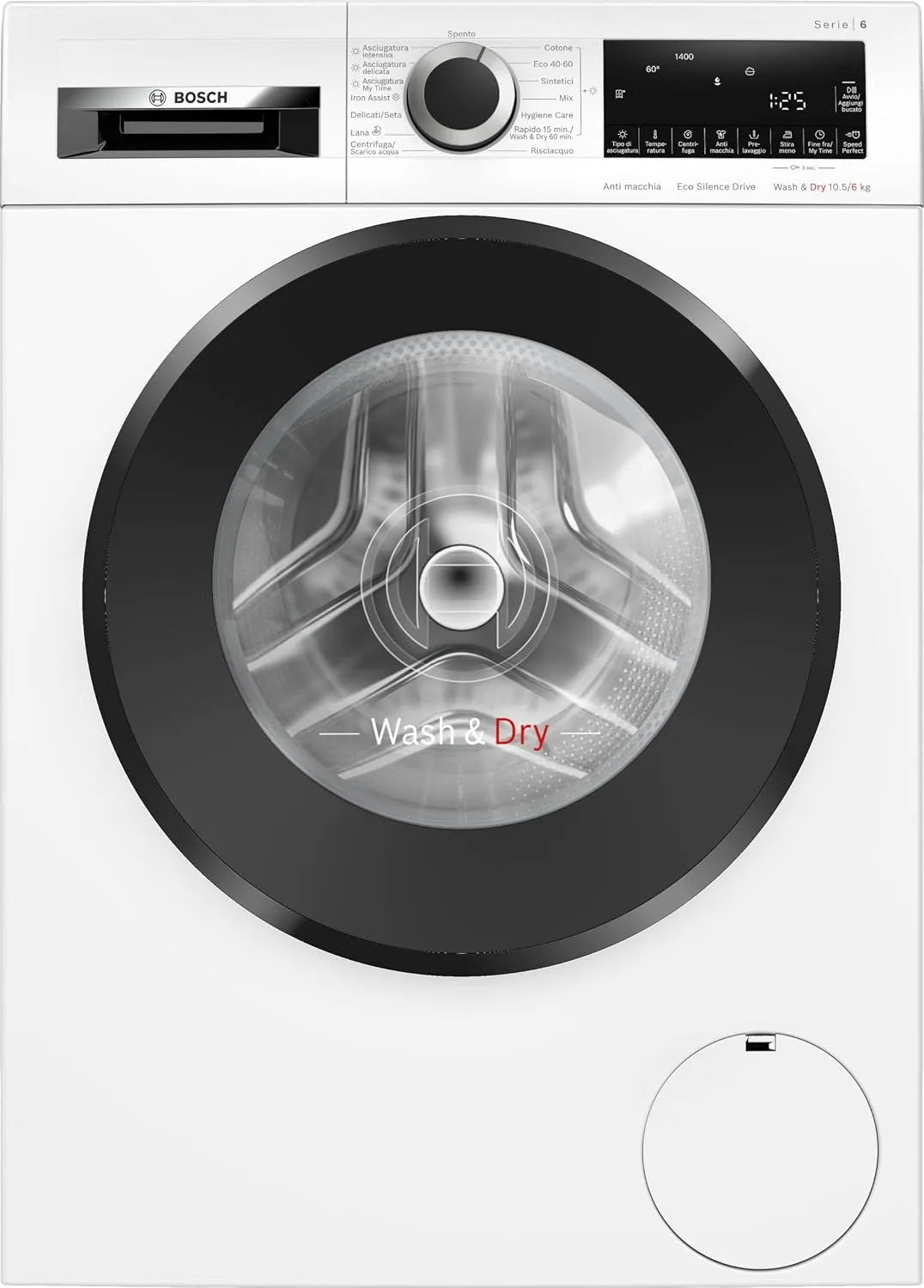 Bosch Serie 6 WNG25400IT Lavasciuga, 6 kg, classe energetica D, lavatrice, asciugatrice, bianco, kg 1400g