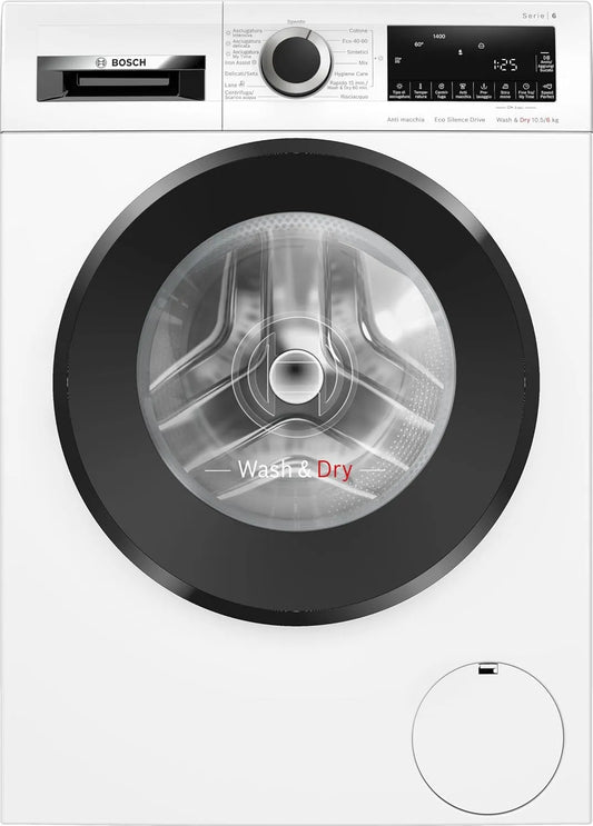 Bosch Serie 6 WNG25400IT Lavasciuga, 6 kg, classe energetica D, lavatrice, asciugatrice, bianco, kg 1400g