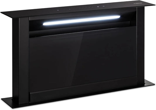 Klarstein Cappa aspirante, 90cm, 604 m3/h, cappa da cucina, Boost, timer, nero, 60 cm, 8 modalità, senza tubo, colore nero